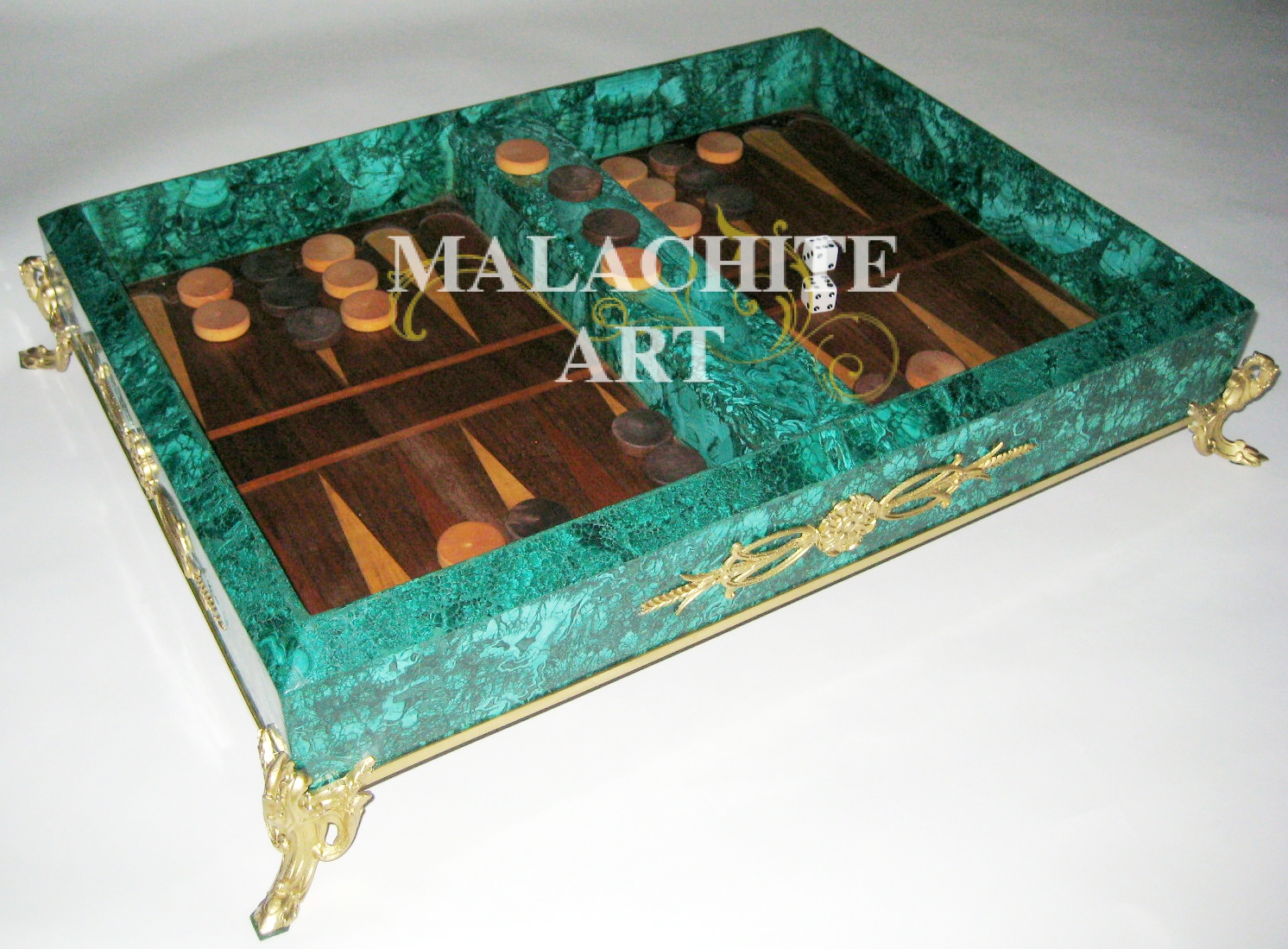 French Malachite Backgammon Board